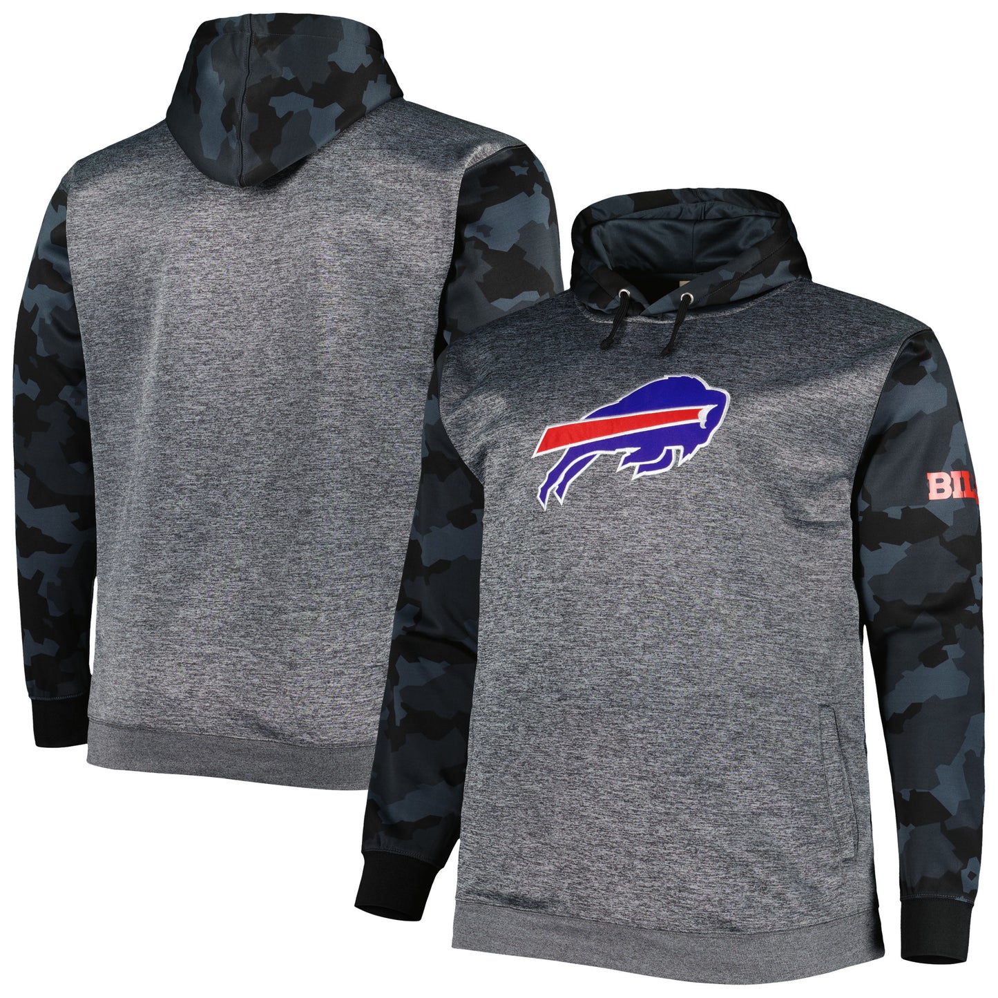 Men's Fanatics Heather Charcoal Buffalo Bills Big & Tall Camo Pullover Hoodie