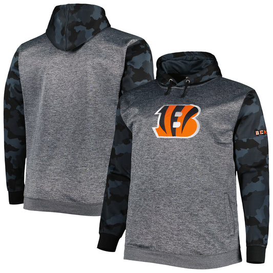 Men's Fanatics Heather Charcoal Cincinnati Bengals Big & Tall Camo Pullover Hoodie