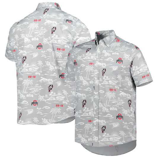 Men's Reyn Spooner Gray Ohio State Buckeyes Classic Button-Down Shirt