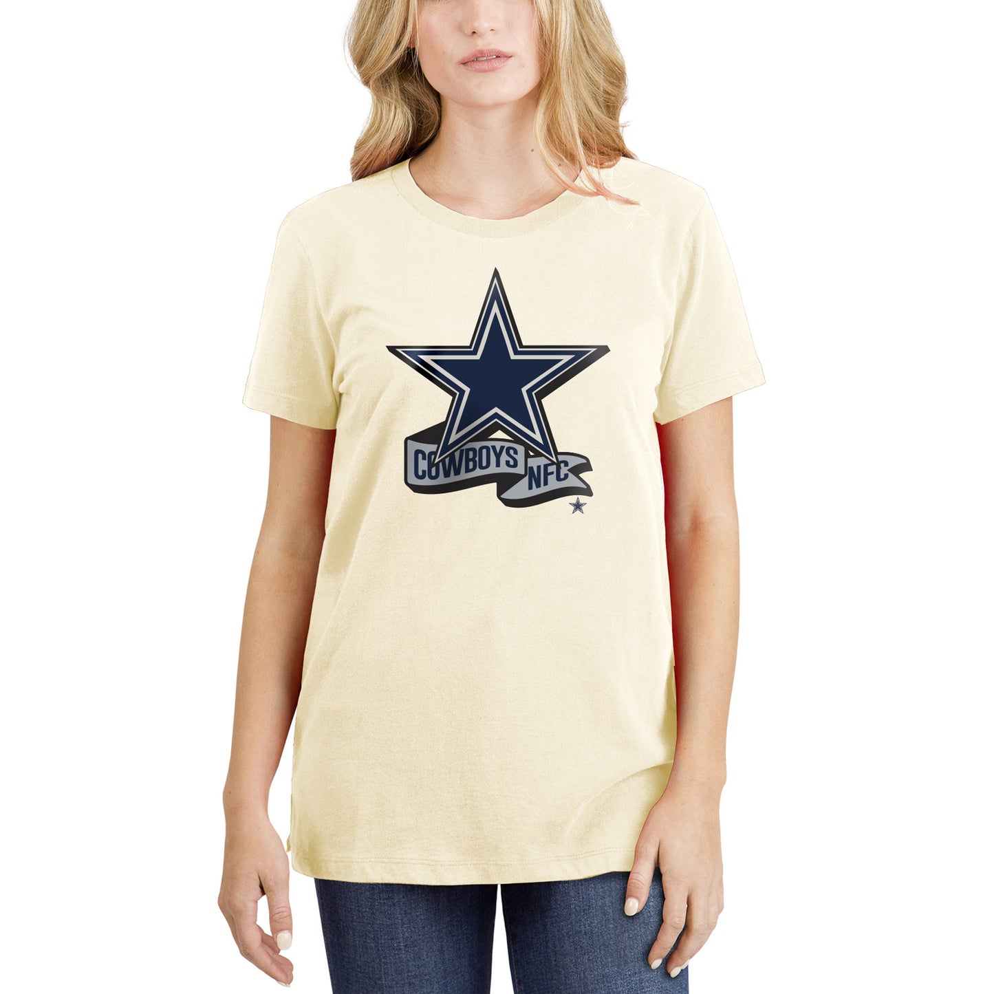 Women's New Era Cream Dallas Cowboys Chrome Sideline T-Shirt