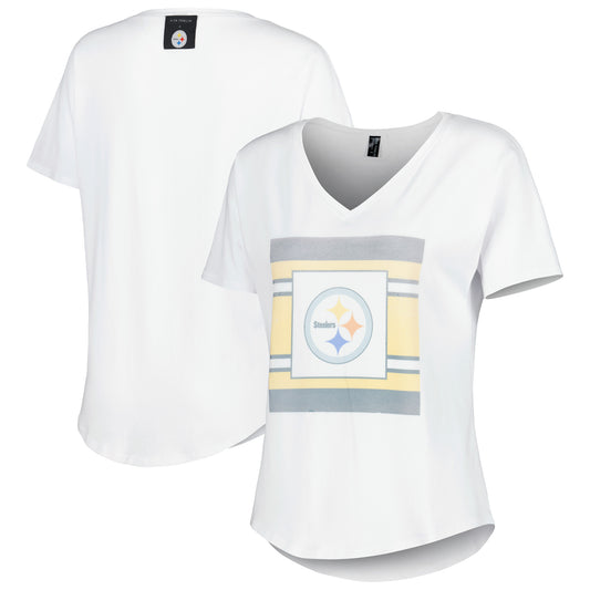 Women's KIYA TOMLIN White Pittsburgh Steelers Tri-Blend V-Neck T-Shirt