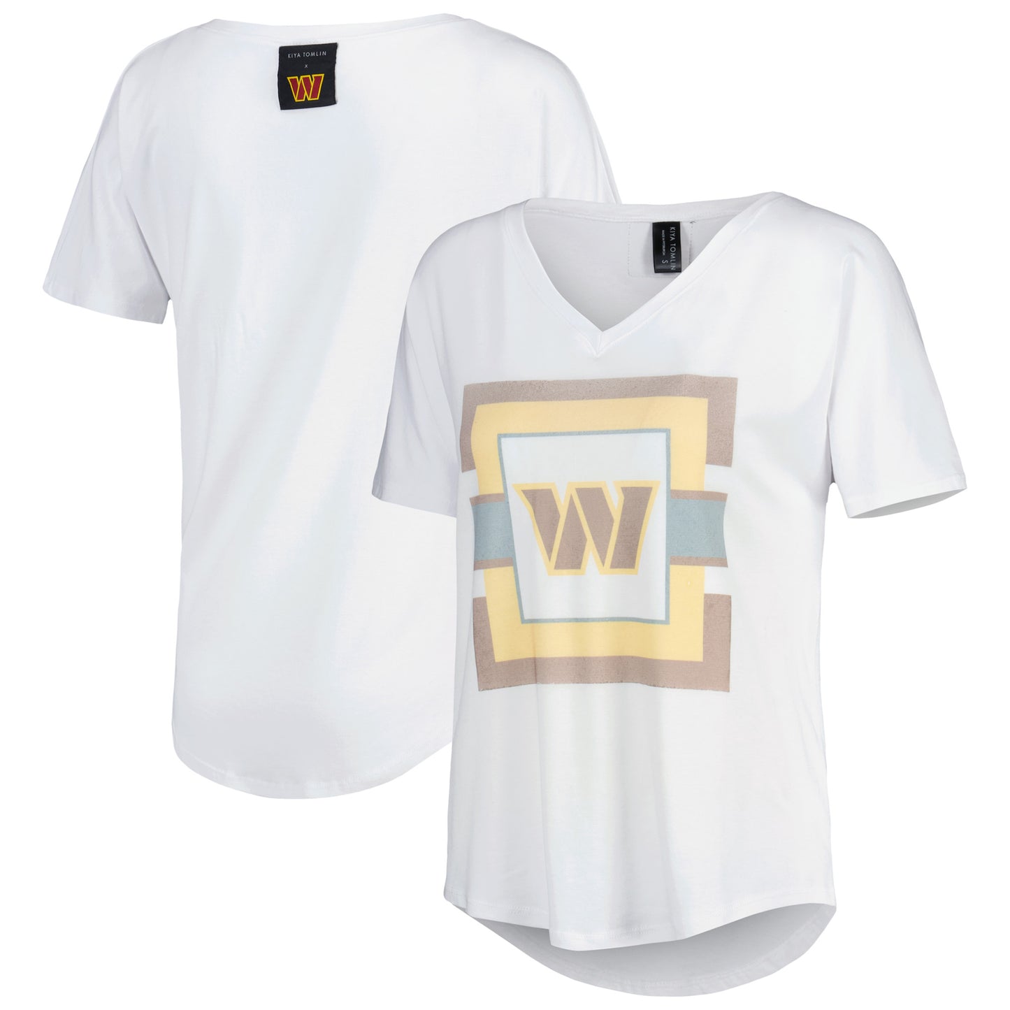 Women's KIYA TOMLIN White Washington Commanders V-Neck T-Shirt