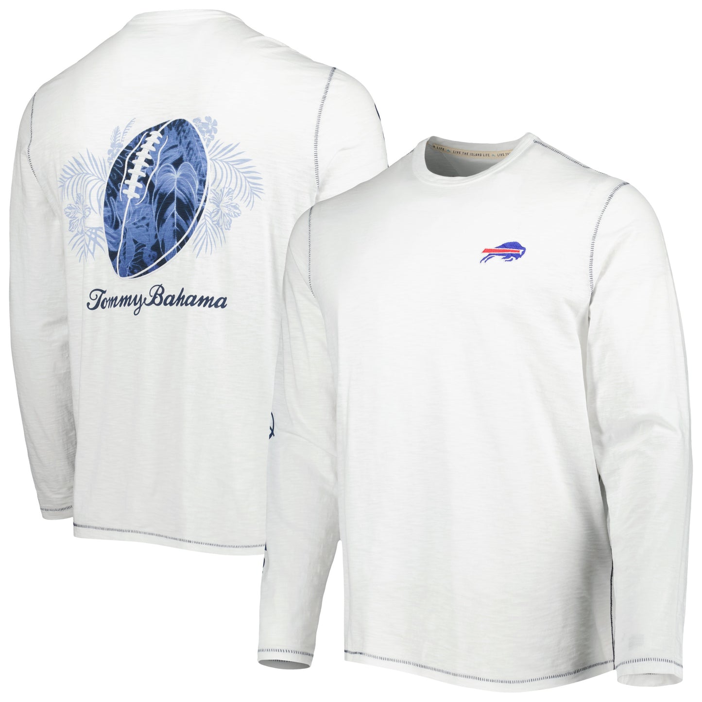 Men's Tommy Bahama White Buffalo Bills Laces Out Billboard Long Sleeve T-Shirt