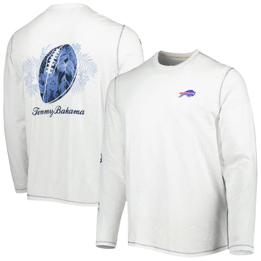 Men's Tommy Bahama White Buffalo Bills Laces Out Billboard Long Sleeve T-Shirt