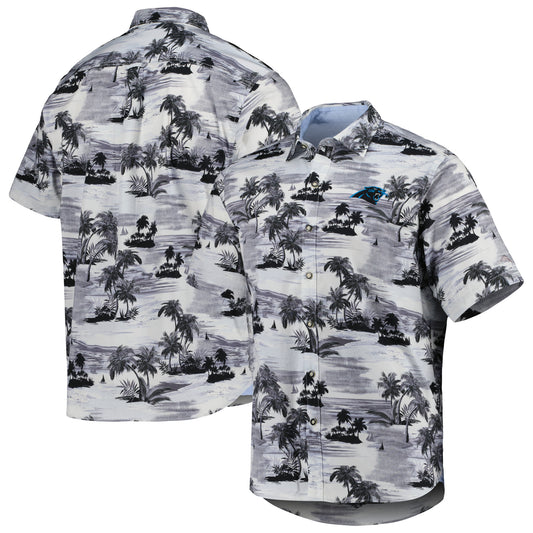 Men's Tommy Bahama Black Carolina Panthers Sport Tropical Horizons Button-Up Shirt