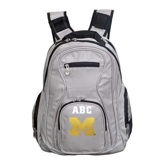 MOJO Gray Michigan Wolverines Personalized Premium Laptop Backpack