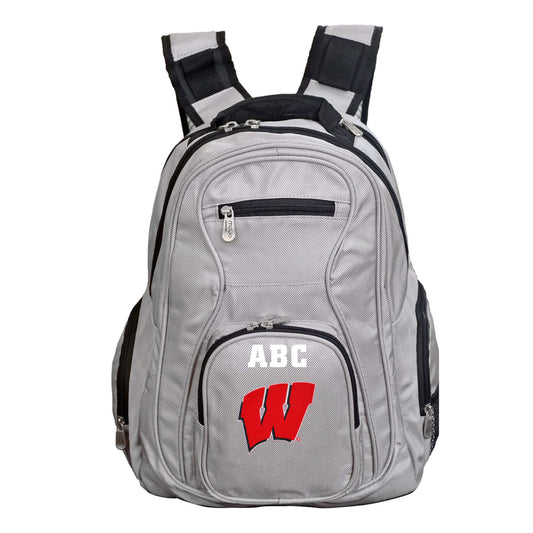 MOJO Gray Wisconsin Badgers Personalized Premium Laptop Backpack