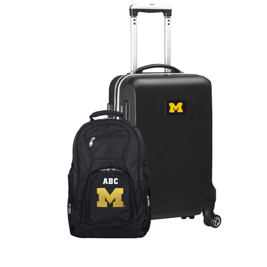 MOJO Black Michigan Wolverines Personalized Deluxe 2-Piece Backpack & Carry-On Set