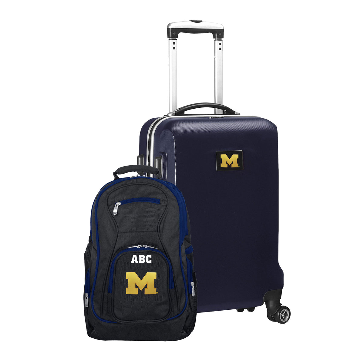 MOJO Navy Michigan Wolverines Personalized Deluxe 2-Piece Backpack & Carry-On Set