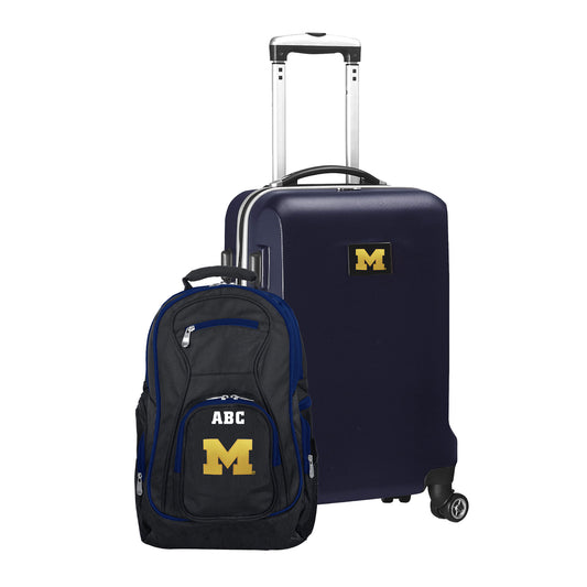 MOJO Navy Michigan Wolverines Personalized Deluxe 2-Piece Backpack & Carry-On Set