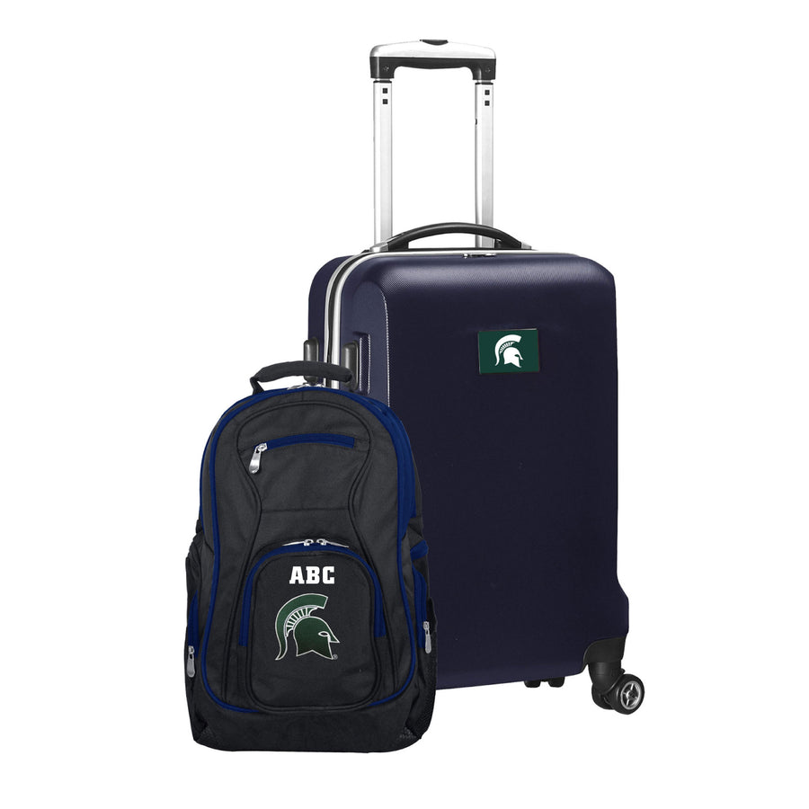 MOJO Navy Michigan State Spartans Personalized Deluxe 2-Piece Backpack & Carry-On Set