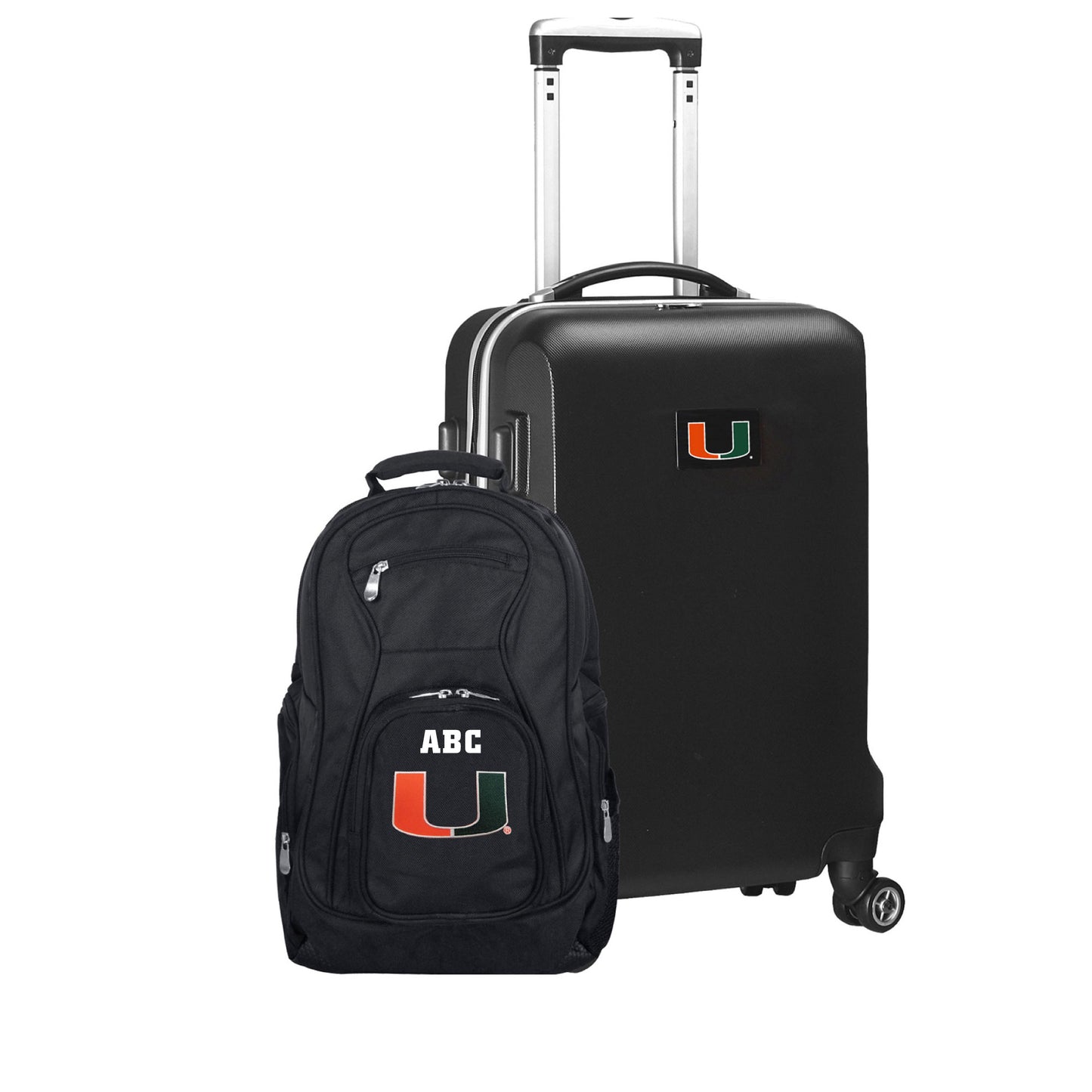 MOJO Black Miami Hurricanes Personalized Deluxe 2-Piece Backpack & Carry-On Set