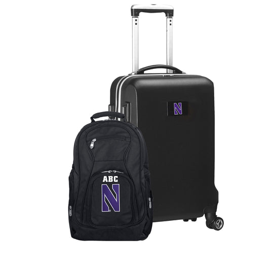 MOJO Black Northwestern Wildcats Personalized Deluxe 2-Piece Backpack & Carry-On Set