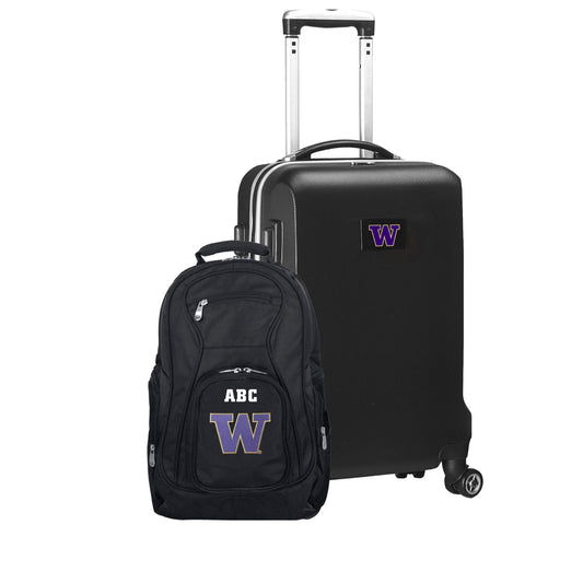 MOJO Black Washington Huskies Personalized Deluxe 2-Piece Backpack & Carry-On Set