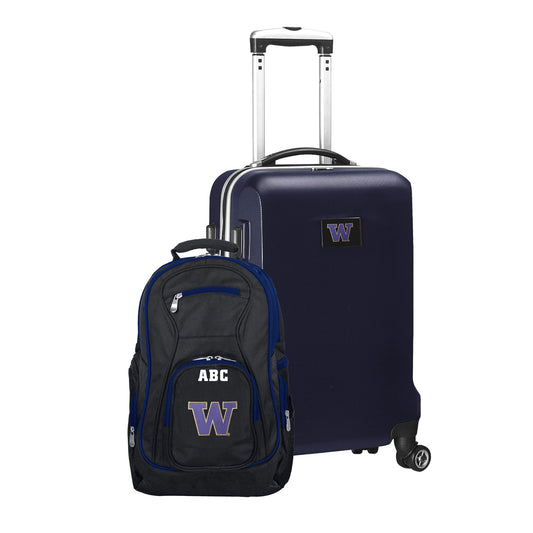 MOJO Navy Washington Huskies Personalized Deluxe 2-Piece Backpack & Carry-On Set