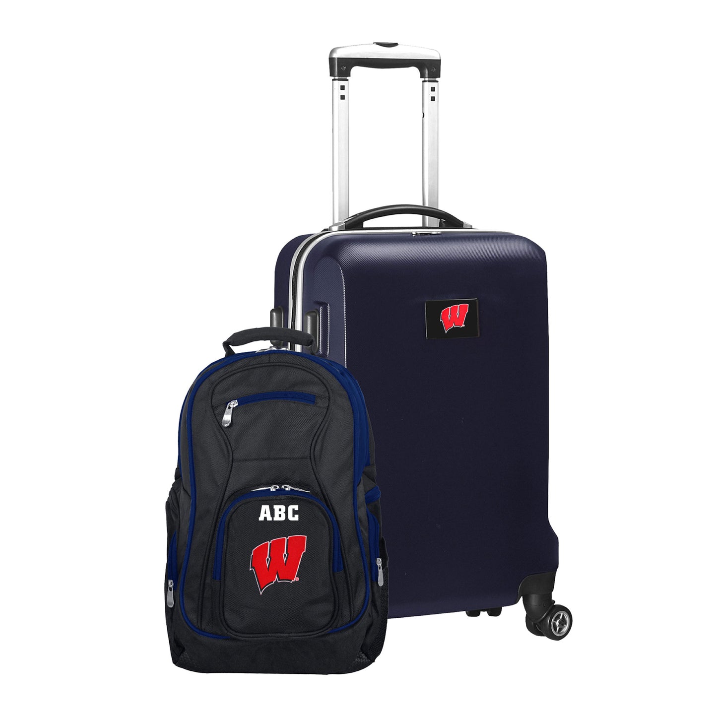 MOJO Navy Wisconsin Badgers Personalized Deluxe 2-Piece Backpack & Carry-On Set