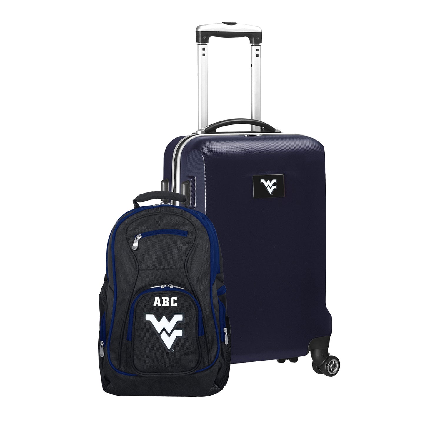 MOJO Navy West Virginia Mountaineers Personalized Deluxe 2-Piece Backpack & Carry-On Set