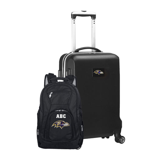 MOJO Black Baltimore Ravens Personalized Deluxe 2-Piece Backpack & Carry-On Set