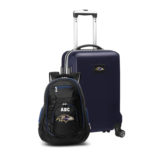 MOJO Navy Baltimore Ravens Personalized Deluxe 2-Piece Backpack & Carry-On Set