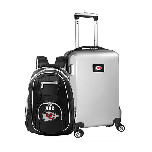 MOJO Silver Kansas City Chiefs Personalized Deluxe 2-Piece Backpack & Carry-On Set