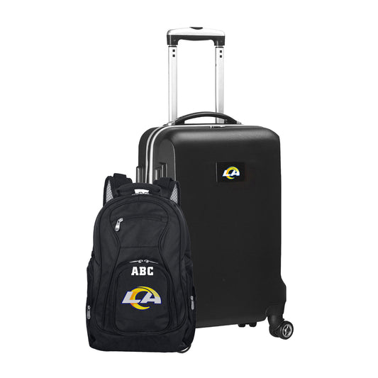 MOJO Black Los Angeles Rams Personalized Deluxe 2-Piece Backpack & Carry-On Set
