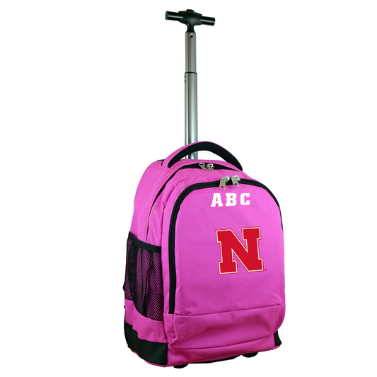 MOJO Pink Nebraska Huskers 19'' Personalized Premium Wheeled Backpack