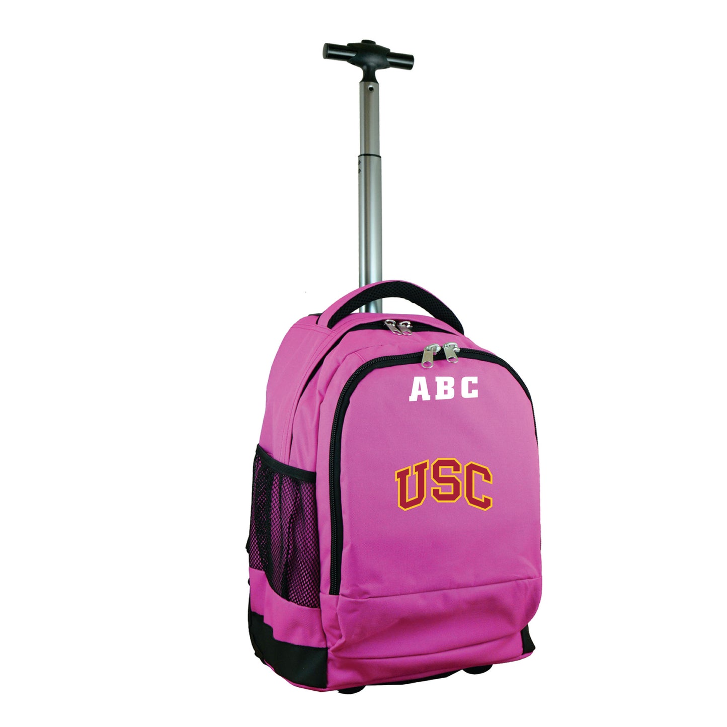 MOJO Pink USC Trojans 19'' Personalized Premium Wheeled Backpack