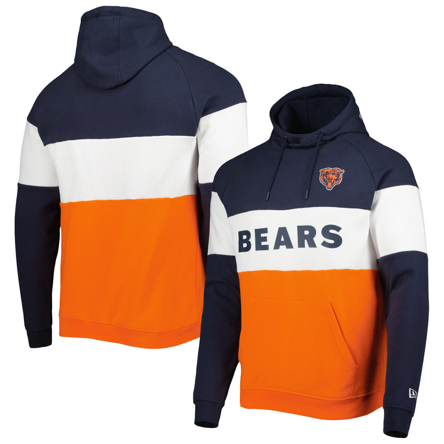 Men's New Era Orange Chicago Bears Colorblock Current Pullover Hoodie