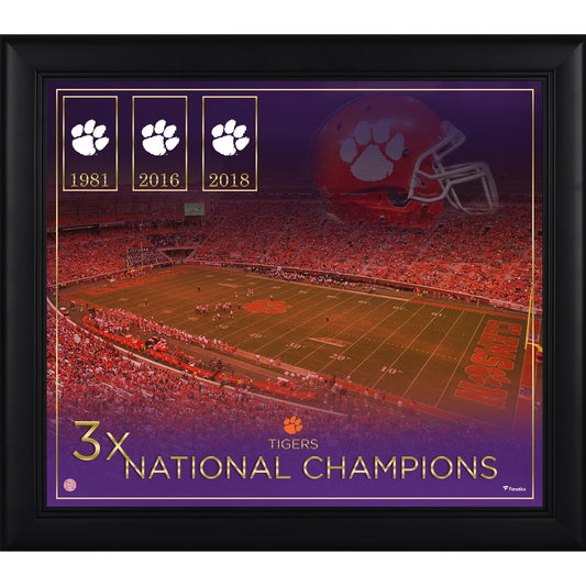 Clemson Tigers Framed 15" x 17" Football Championship Count Collage