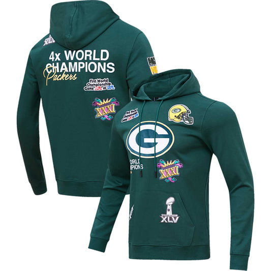 Men's Pro Standard Green Green Bay Packers 4x Super Bowl Champions Pullover Hoodie