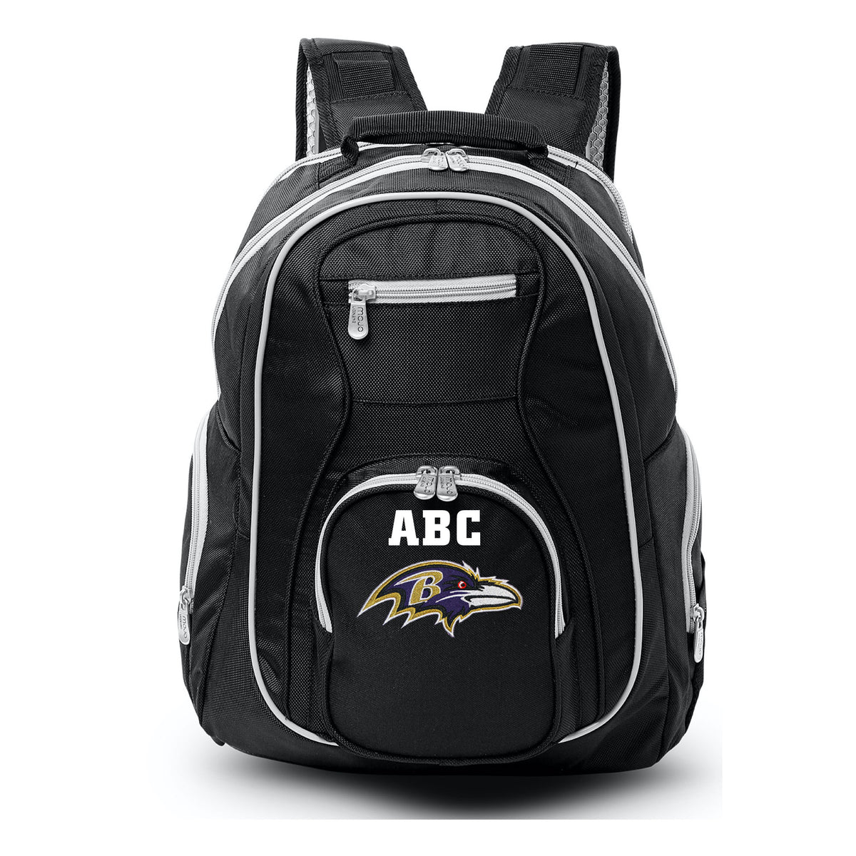 MOJO Black Baltimore Ravens Personalized Premium Color Trim Backpack
