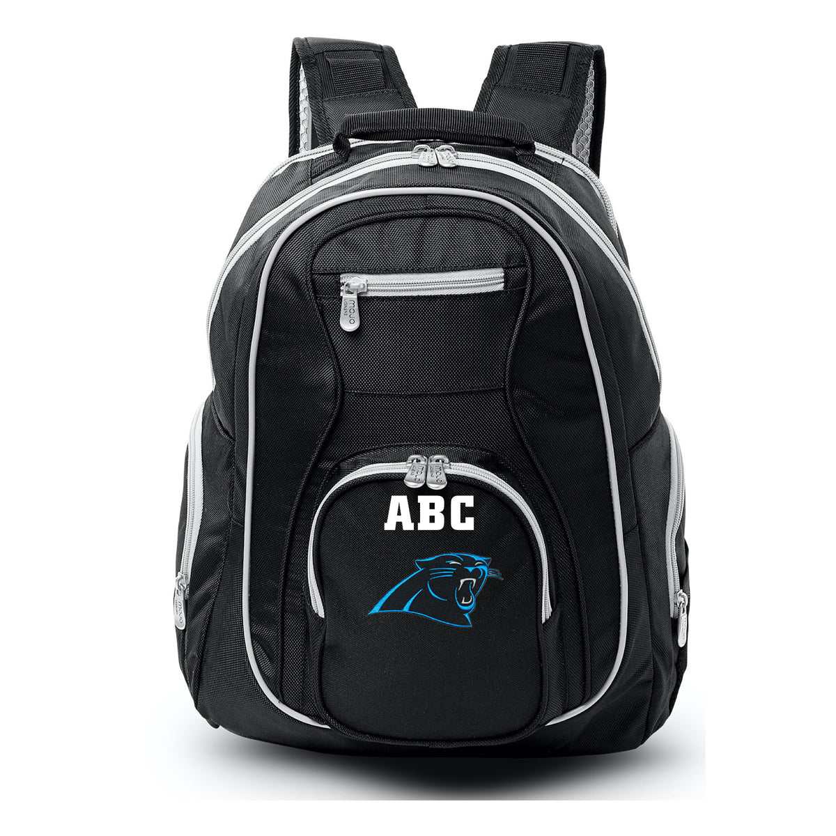 MOJO Black Carolina Panthers Personalized Premium Color Trim Backpack