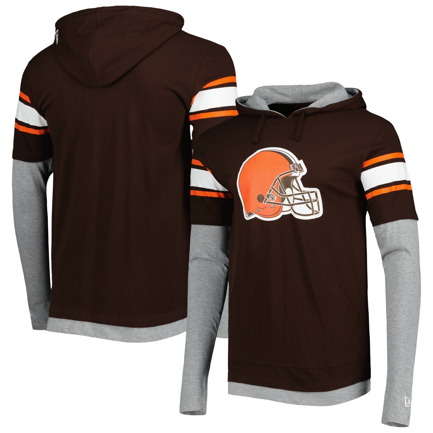 Men's New Era Brown Cleveland Browns Long Sleeve Hoodie T-Shirt