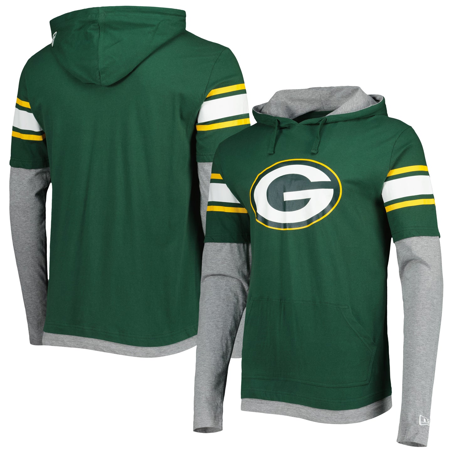 Men's New Era Green Green Bay Packers Long Sleeve Hoodie T-Shirt