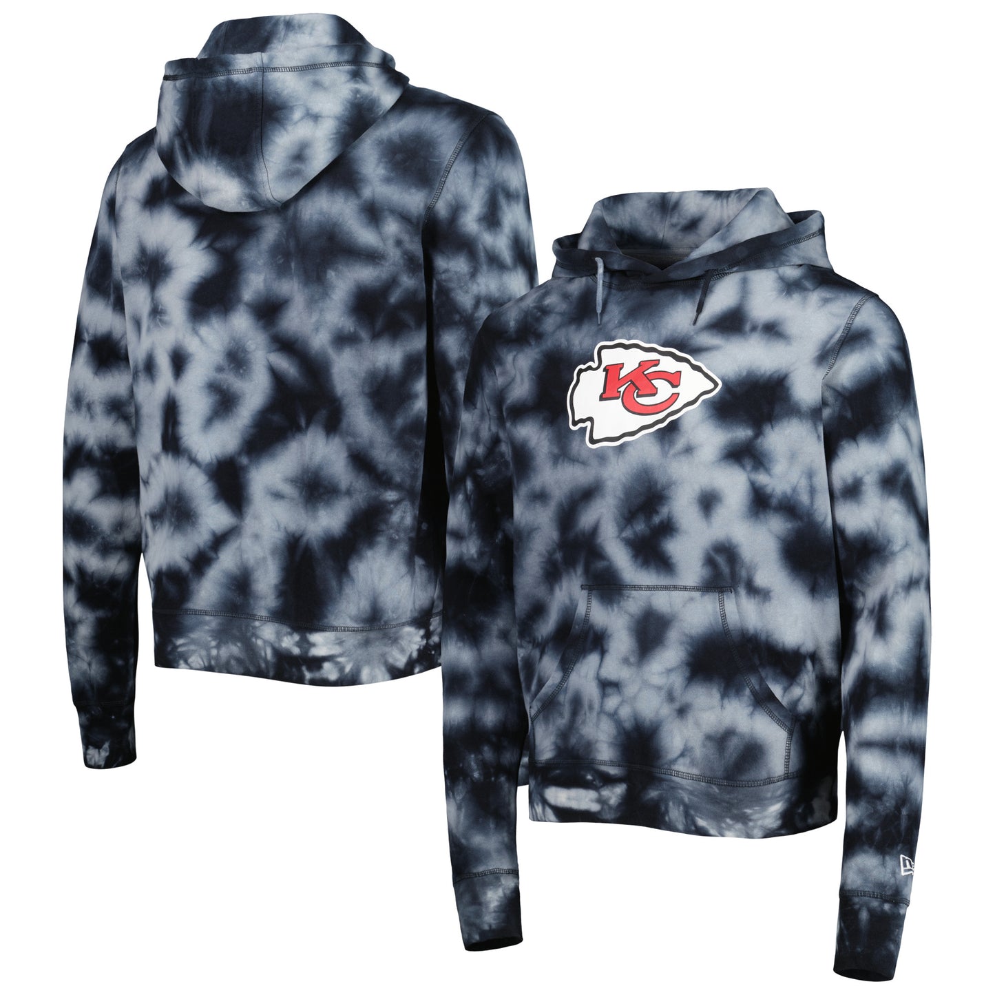 Men's New Era Black Kansas City Chiefs Team Tie-Dye Pullover Hoodie