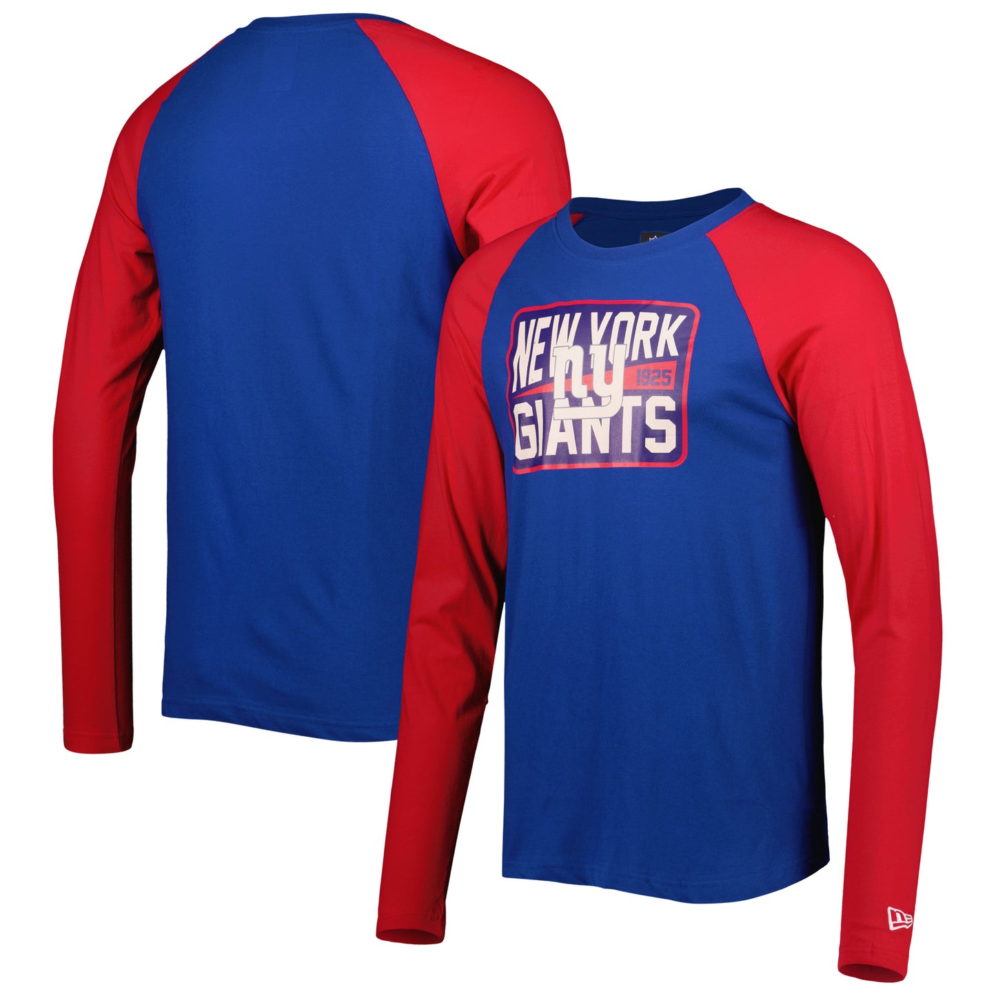 Men's New Era Royal New York Giants Throwback Raglan Long Sleeve T-Shirt