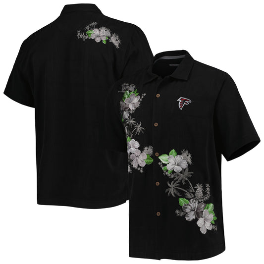 Men's Tommy Bahama Black Atlanta Falcons Sport Azule Oasis Camp Button-Up Shirt