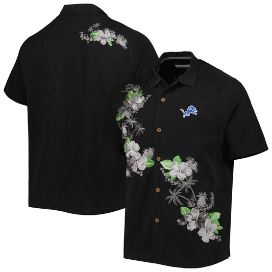 Men's Tommy Bahama Black Detroit Lions Sport Azule Oasis Camp Button-Up Shirt