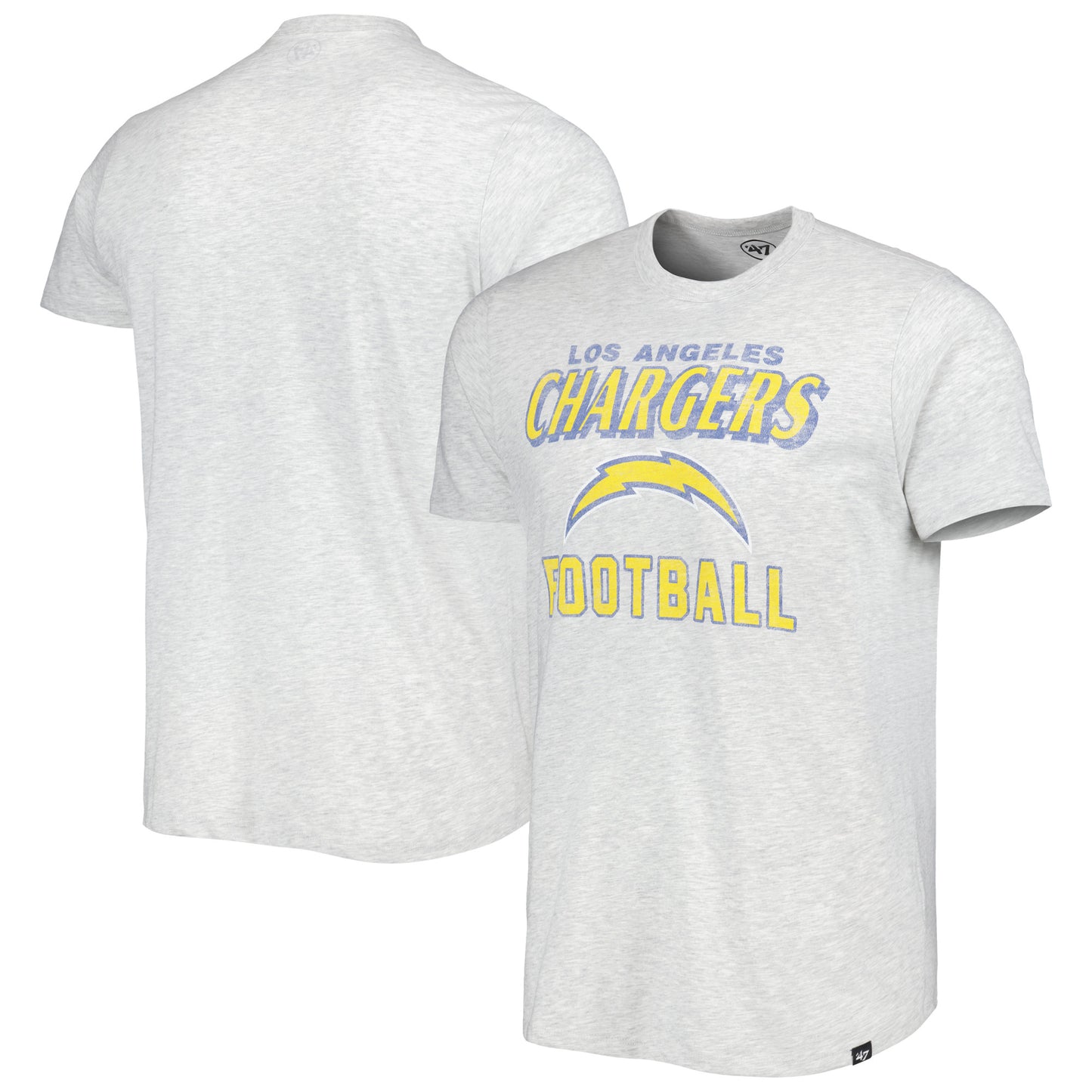 Men's '47 Heathered Gray Los Angeles Chargers Dozer Franklin Lightweight T-Shirt