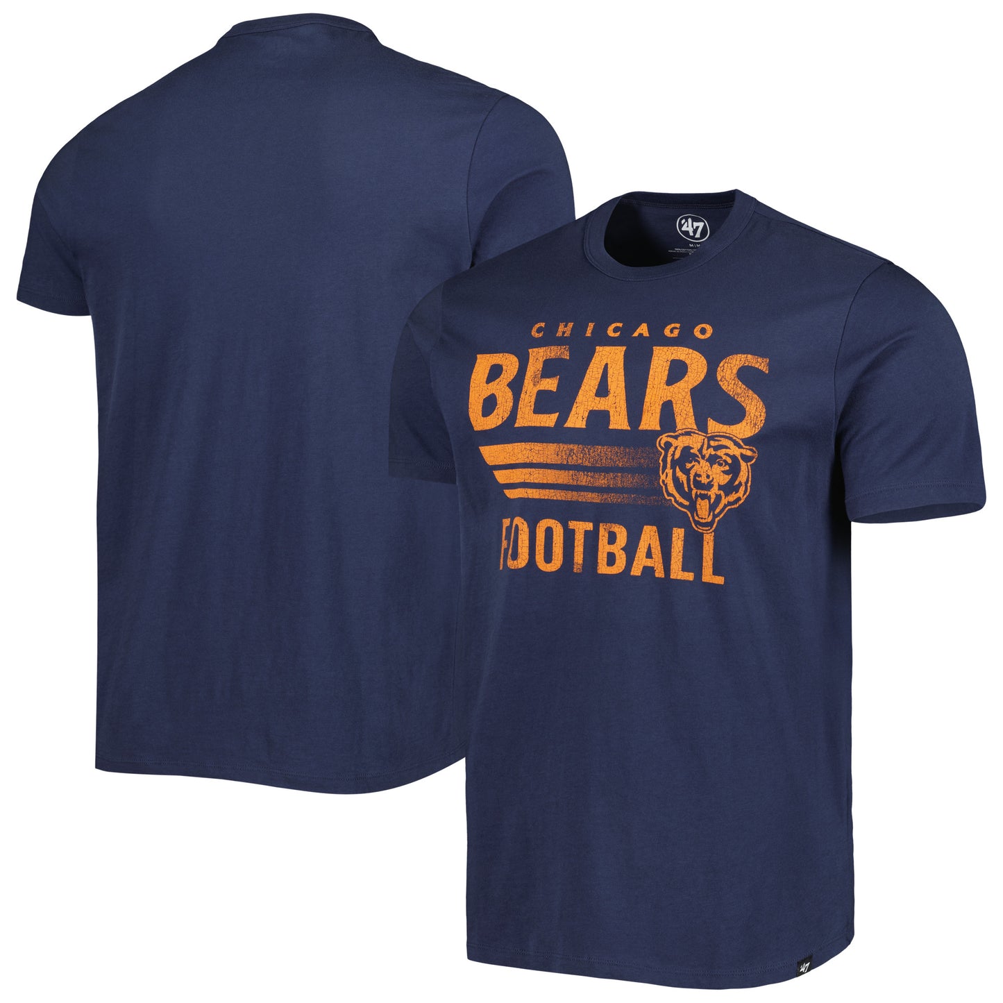 Men's '47 Navy Chicago Bears Wordmark Rider Franklin T-Shirt