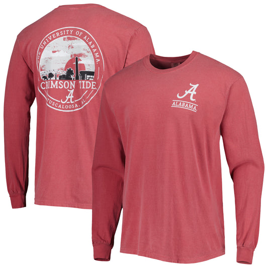 Men's Crimson Alabama Crimson Tide Circle Campus Scene Long Sleeve T-Shirt