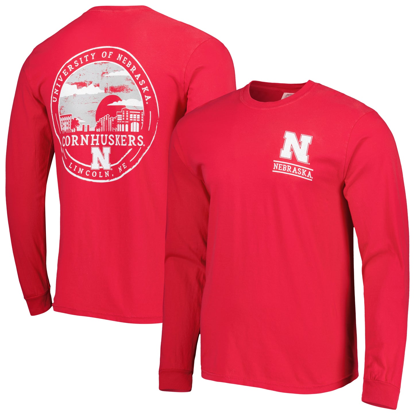 Men's Scarlet Nebraska Huskers Circle Campus Scene Long Sleeve T-Shirt