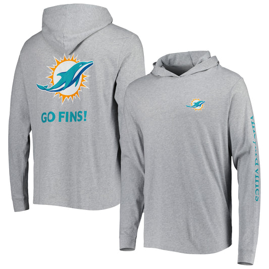 Men's Vineyard Vines Heathered Gray Miami Dolphins Local Long Sleeve Hoodie T-Shirt