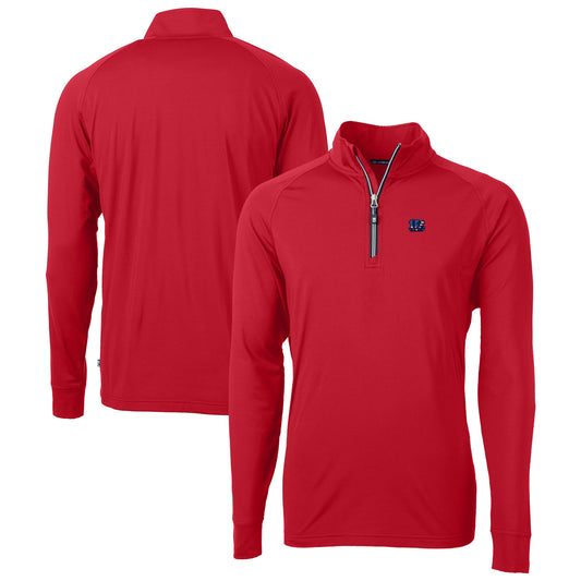 Men's Cutter & Buck Red Cincinnati Bengals Team Adapt Eco Knit Hybrid Recycled Quarter-Zip Pullover Top