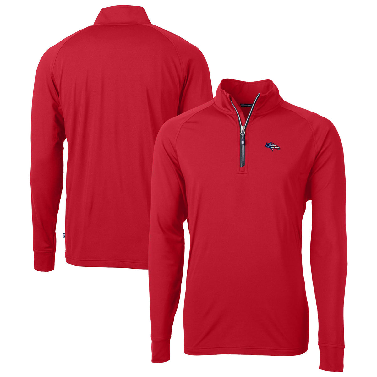 Men's Cutter & Buck Red Denver Broncos Team Adapt Eco Knit Hybrid Recycled Quarter-Zip Pullover Top
