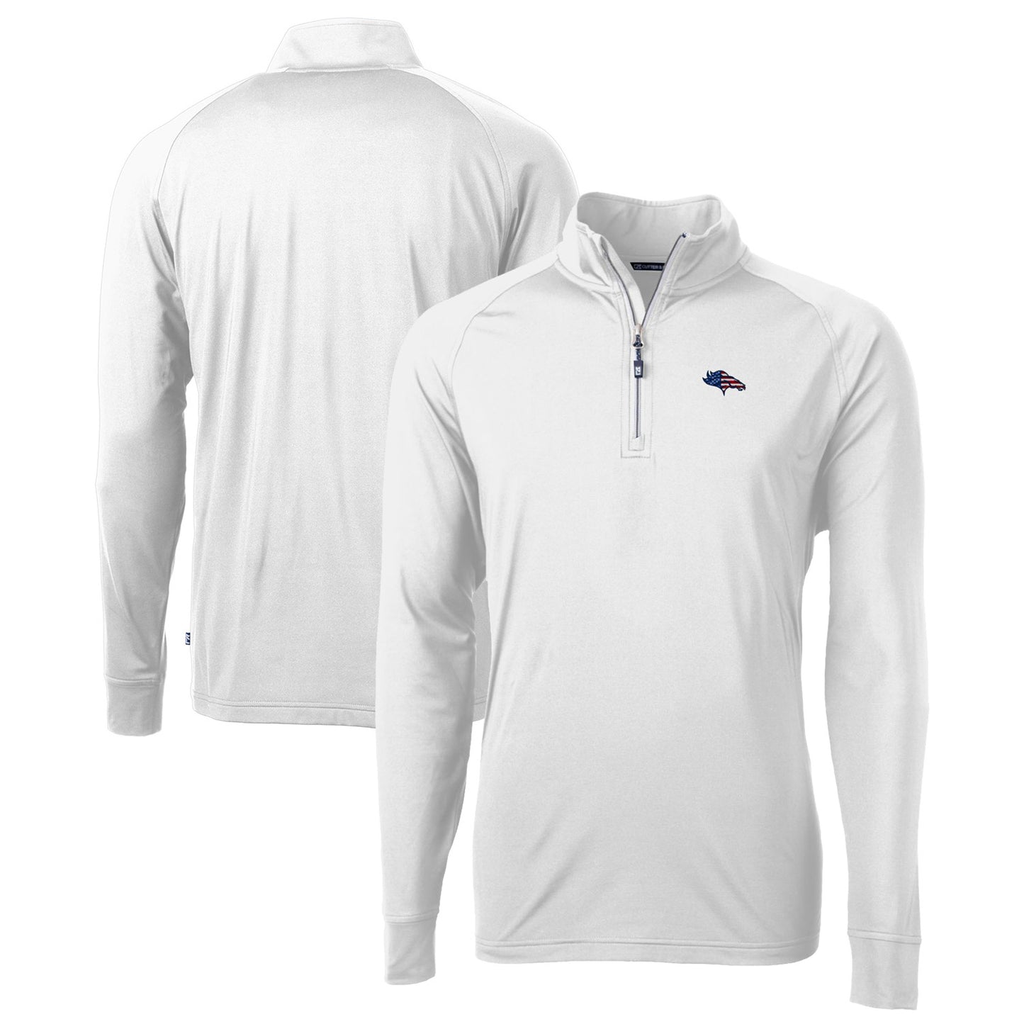 Men's Cutter & Buck White Denver Broncos Team Adapt Eco Knit Hybrid Recycled Quarter-Zip Pullover Top