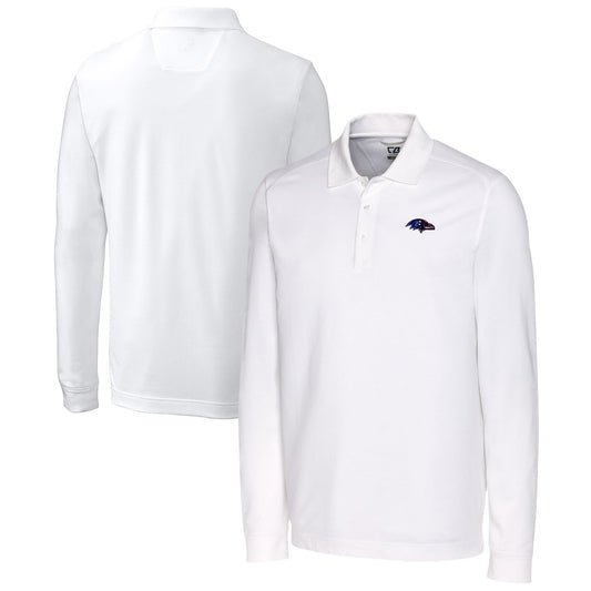 Men's Cutter & Buck White Baltimore Ravens Team Advantage Pique Long Sleeve Polo