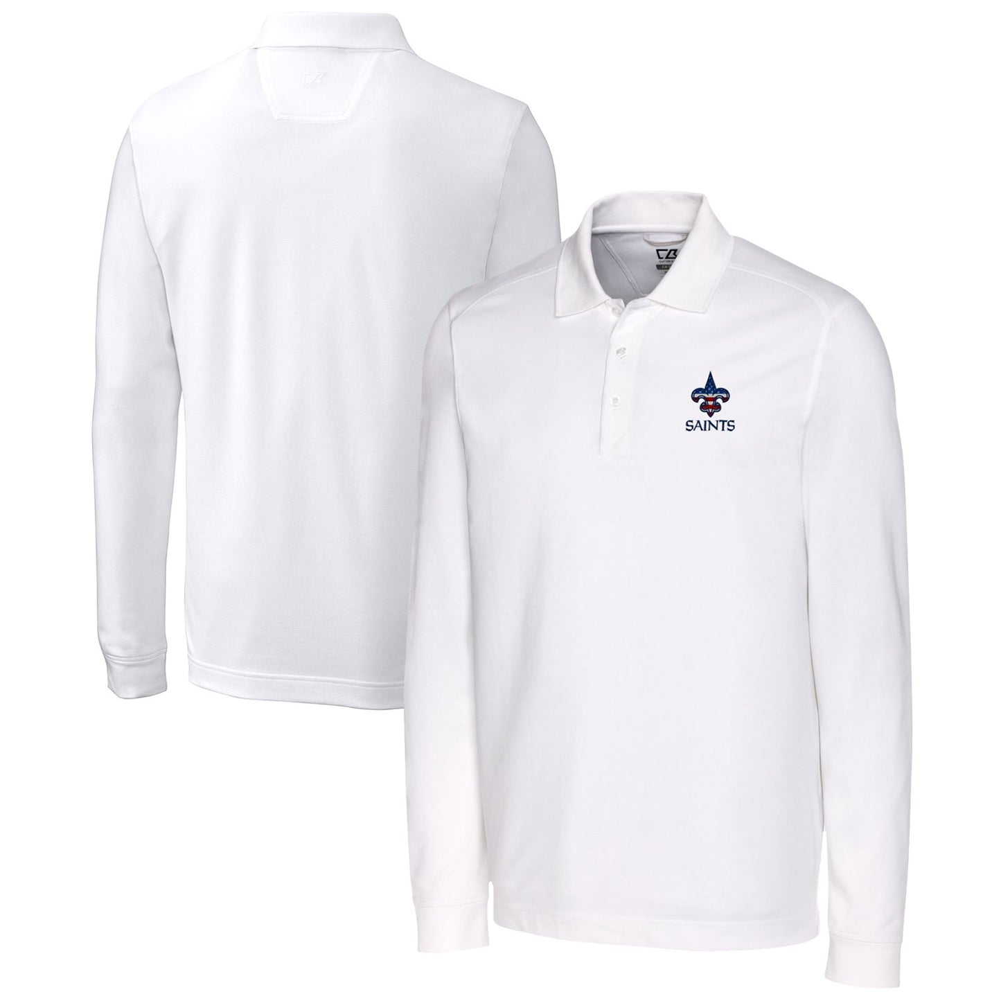 Men's Cutter & Buck White New Orleans Saints Team Advantage Pique Long Sleeve Polo