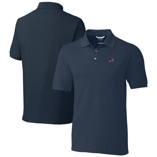 Men's Cutter & Buck Navy Detroit Lions Advantage Tri-Blend Pique Polo