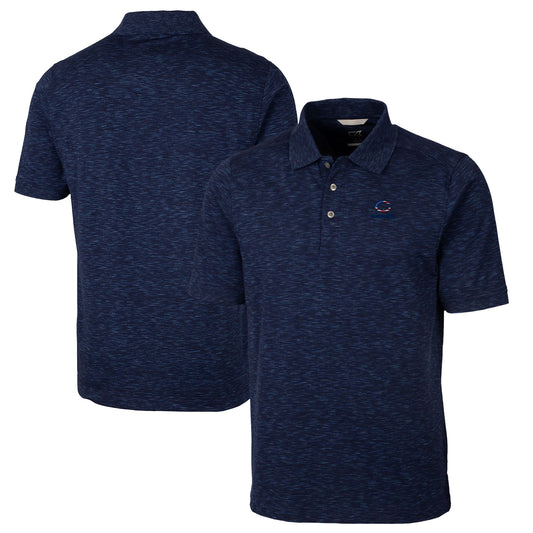 Men's Cutter & Buck Heathered Navy Chicago Bears Americana Advantage Space Dye Tri-Blend Polo